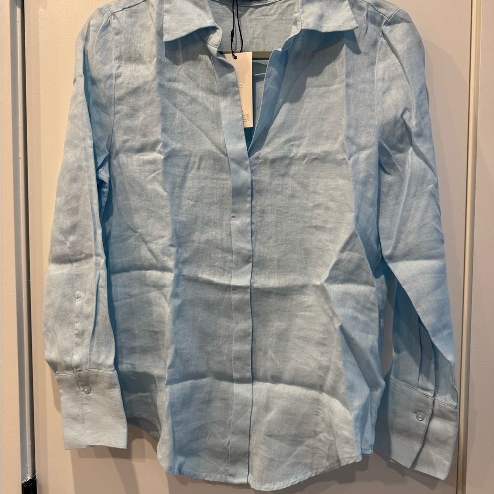 Mango Sky Blue Casual Button Down Shirt